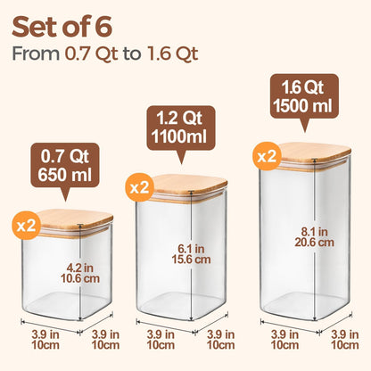 ComSaf 2Pcs Large Glass Storage Containers with Lids 4Qt, 1 Gallon Wide Mouth Flour Sugar Storage Containers, Large Capacity and Sealed for Rice, Cereal, Oat, Easy Clean and Scoop, Pantry Organization