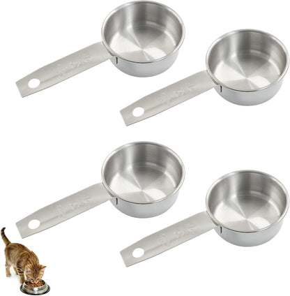 4 PCS 1/4 Cup Stainless Steel Pet Food & Measuring Scoop
