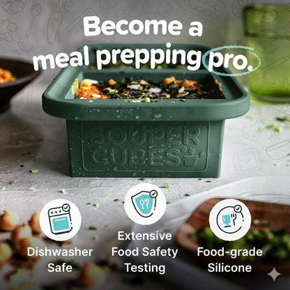 Souper Cubes Silicone Freezer Molds Gift Set, Kale | 2 Tbsp, 1/2 Cup, 1 Cup and 2 Cup Silicone Molds for Food Set, Perfect for Freezing Soup, Grains, Proteins, Herbs and More