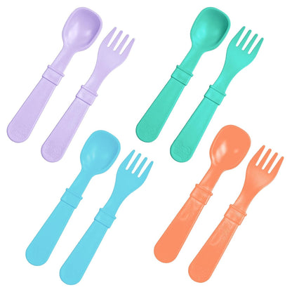 Re-Play Toddler Forks and Spoons Set - 4x4 Utensils Set for Kids - Dishwasher and Microwave Safe - Made in USA - Set of 8-5.8" x 1.2" x 0.2" - Princess