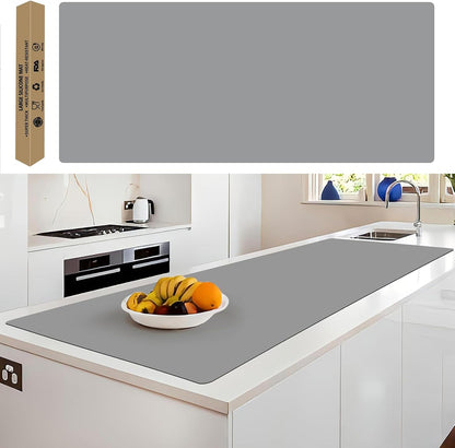 Super Large Silicone Mat, 120"x24" Silicone Mats for Kitchen Counter, Non-slip Heat Resistant Mat,Thicken Kitchen Counter Mat, Waterproof Countertop Protector for Craft (Black)