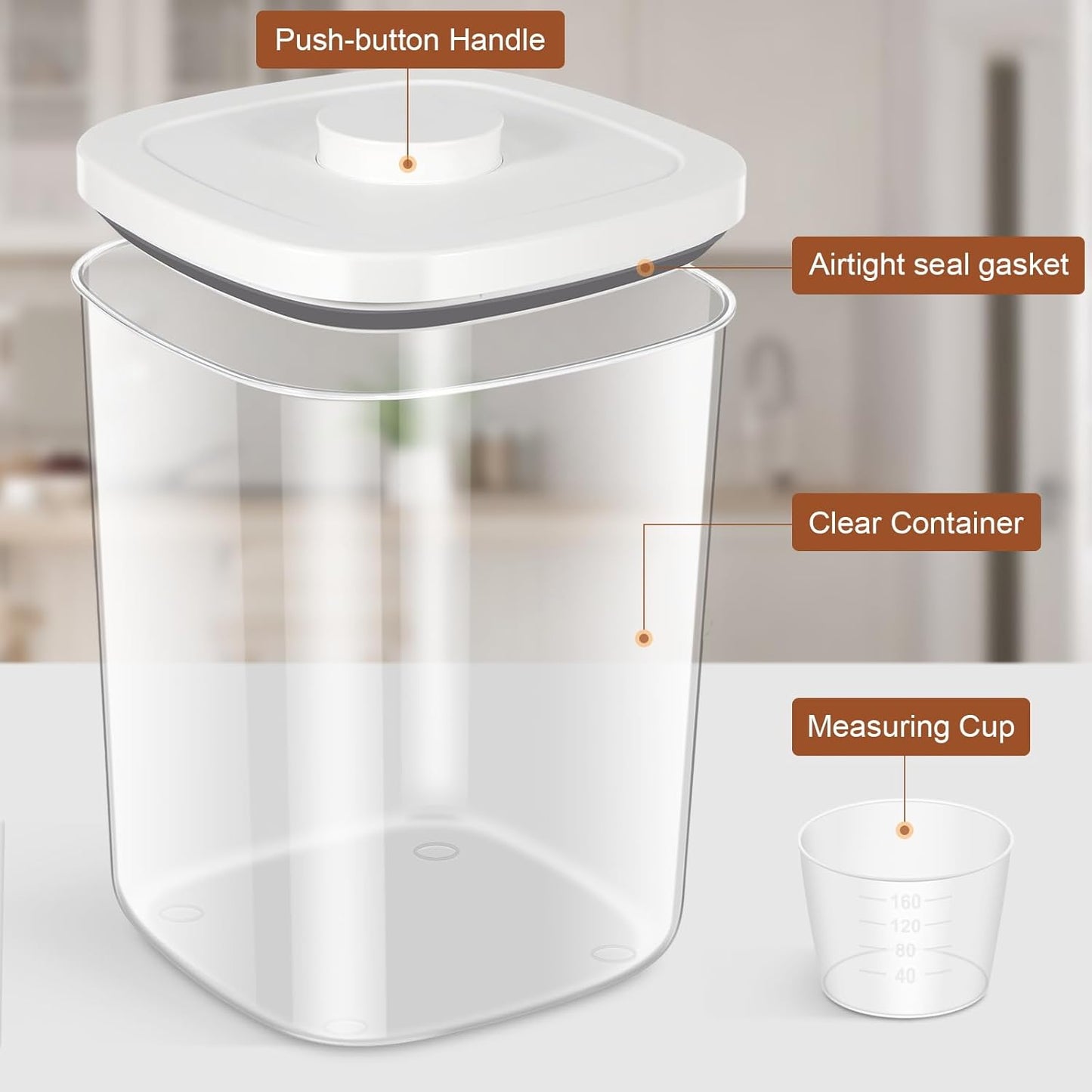 TBMAXS Versatile Storage Container Bin with Pop-up Lid & Scoop, Rice Flour Container Dog Cat Food Storage Container, Laundry Room Organization Household Essentials Kitchen Pantry Organizers