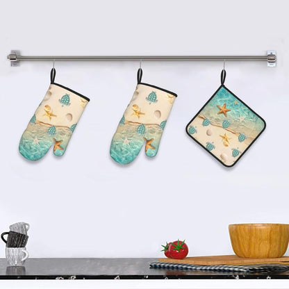 Boho Floral Oven Mitts and Pot Holders Sets of 3, Cute Baker Stuff
