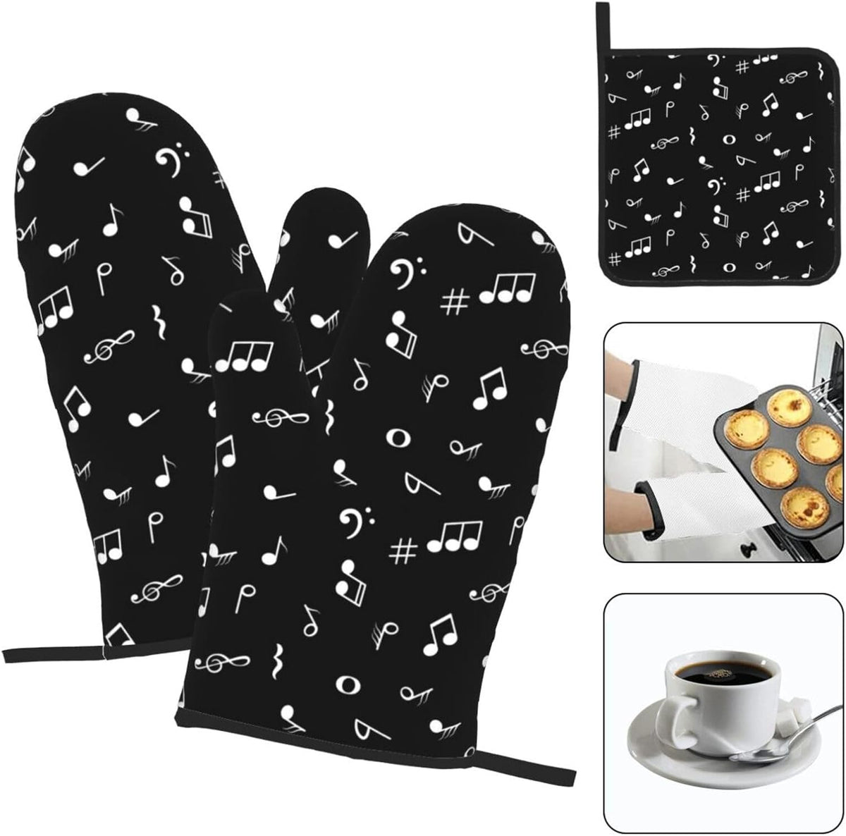 Boho Floral Oven Mitts and Pot Holders Sets of 3, Cute Baker Stuff
