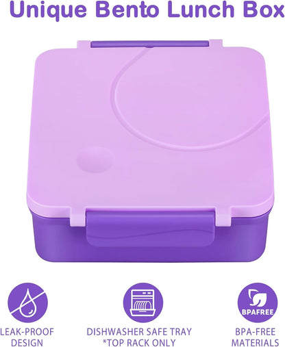 Bento Lunch Box Set for Kids with 8oz Soup Thermo, Leak-Proof Lunch Containers with 4 Compartment, Kids Thermo Hot Food Jar and Insulated Lunch Bag for Kid to School-Black