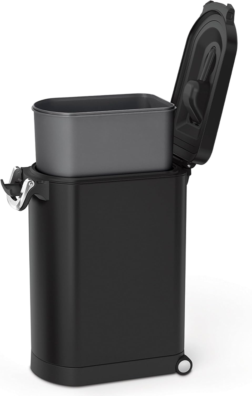 simplehuman 25 Liter, 27 lb / 12.2 kg Medium Pet Food Storage Container for Dog Food, Cat Food, and Bird Feed, Alloy Steel, Matte Black