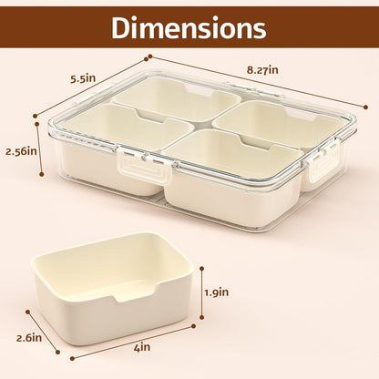 Snackle Box Container,2 Pack Divided Clear Snack Box Serving Tray with Lid and Handle,Charcuterie Board with Lid, Snack Organizer for Beach Picnic, Refrigerator Fresh, Party, Holidays and Travel