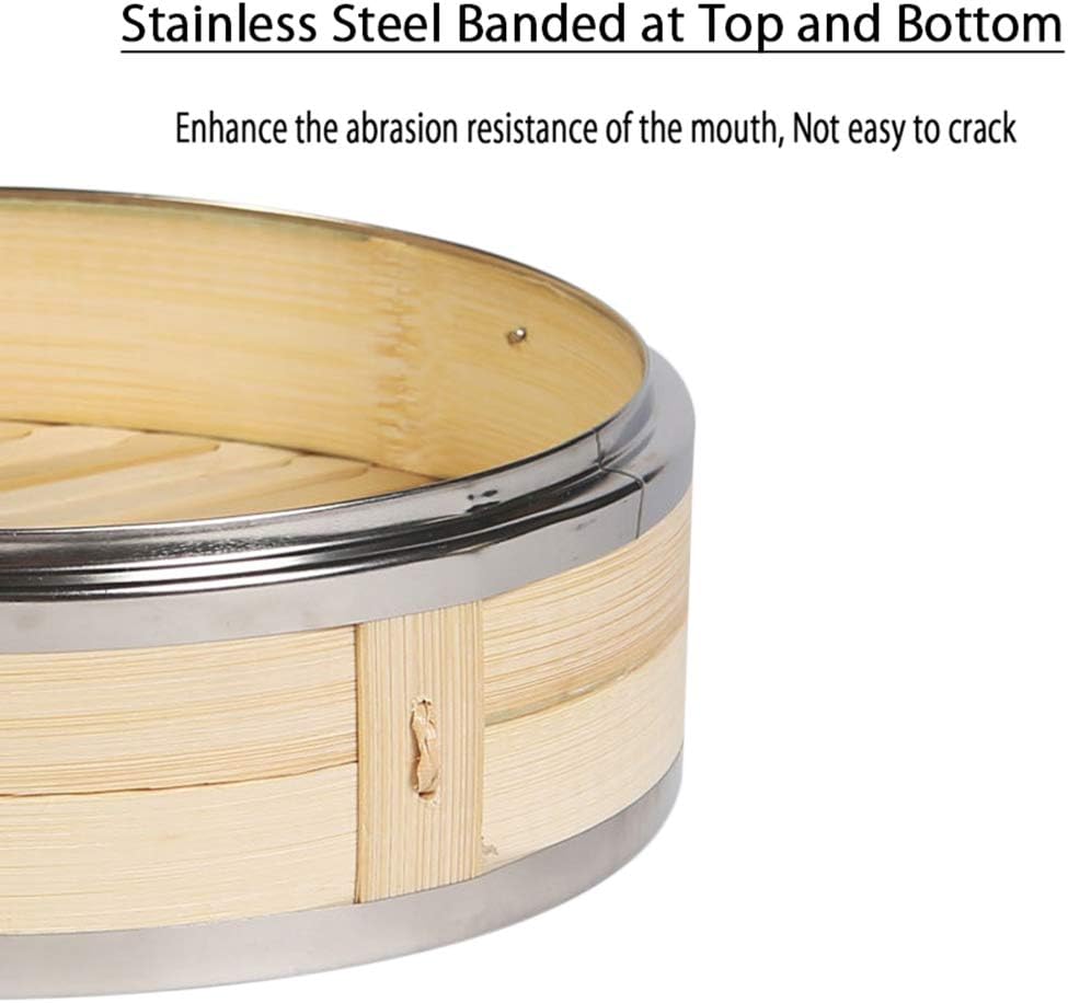 Bamboo Steamer Basket 10.6 Inch 3 Tier Dumpling Steamer Steam Pot