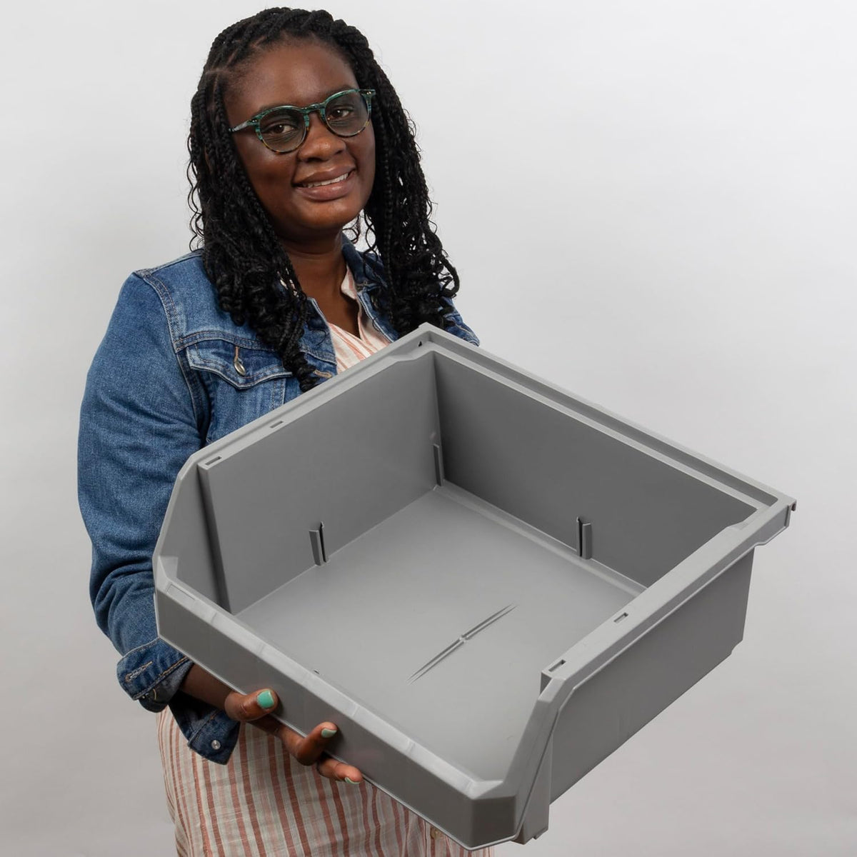 ReadySpace Medium Plastic Storage Bins, Stackable Organizer Containers for Closet Pantry Shelf Garage and Office Organization, Clear, 8 Pack