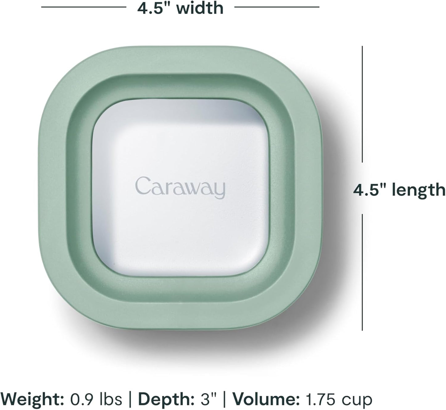 Caraway Glass Food Storage - 4.4 Cup Glass Container - Ceramic Coated - Easy to Store, Non Toxic, Non Stick Lunch Box Container with Lids - Dishwasher, Oven, & Microwave Safe - Mist