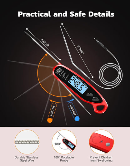 Instant Read Meat Thermometer Digital for Cooking with Dual Probe