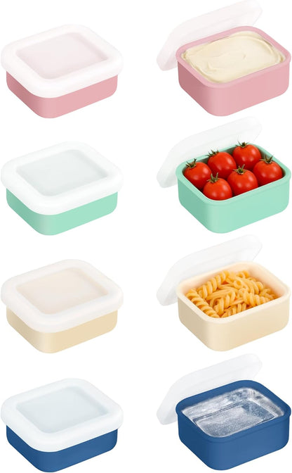 8 PCS 2 Cup Silicone Freezer Molds with Lid, Meal Prep Freezer Molds Silicone Freezer Containers Reusable Food Preserving Tray Freezing Ice Trays for Soups Sauces Stews