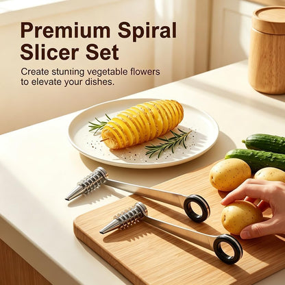 2 Pack Piranha Spiral Cutter, Stainless Steel Potatoes Spiral Cutter