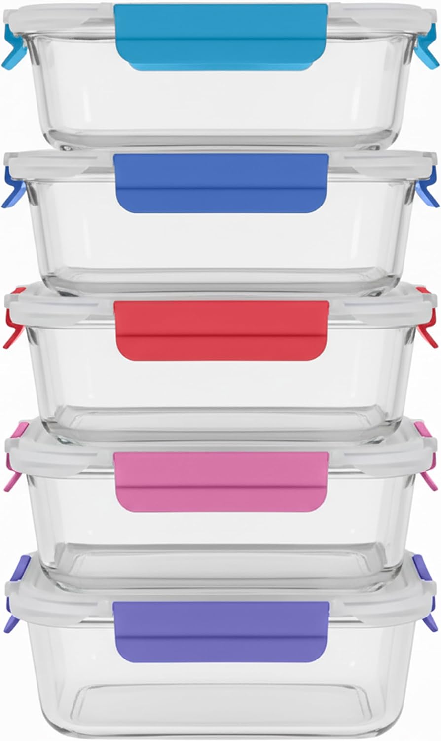 ECOBERI Glass Meal Prep Containers with Silicone Sleeves, 3 Piece 4.5 Cup Set, Borosilicate Glass Food Storage with Leak-Resistant Lids, Oven, Microwave, Freezer and Dishwasher Safe