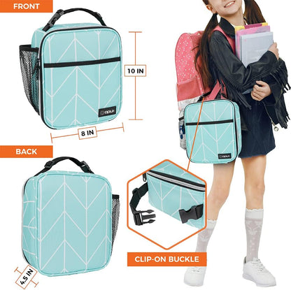 opux Premium Insulated Lunch Box, Soft School Lunch Bag for Kids Boys Girls, Leakproof Small Lunch Pail Men Women Work, Reusable Compact Cooler Tote Lunchbox for Office Adult, Black