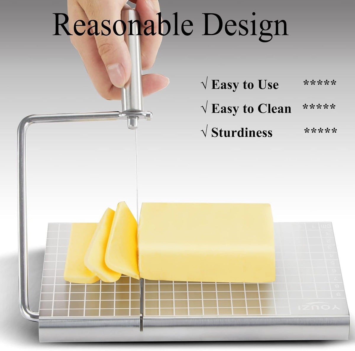 Cheese Slicer & Cheese Cutter, Stainless Steel for Block Cheese