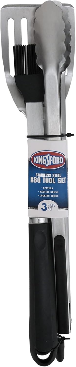 Kingsford 3-Piece Rust-Resistant Stainless Steel BBQ Tool Set, 3 Count