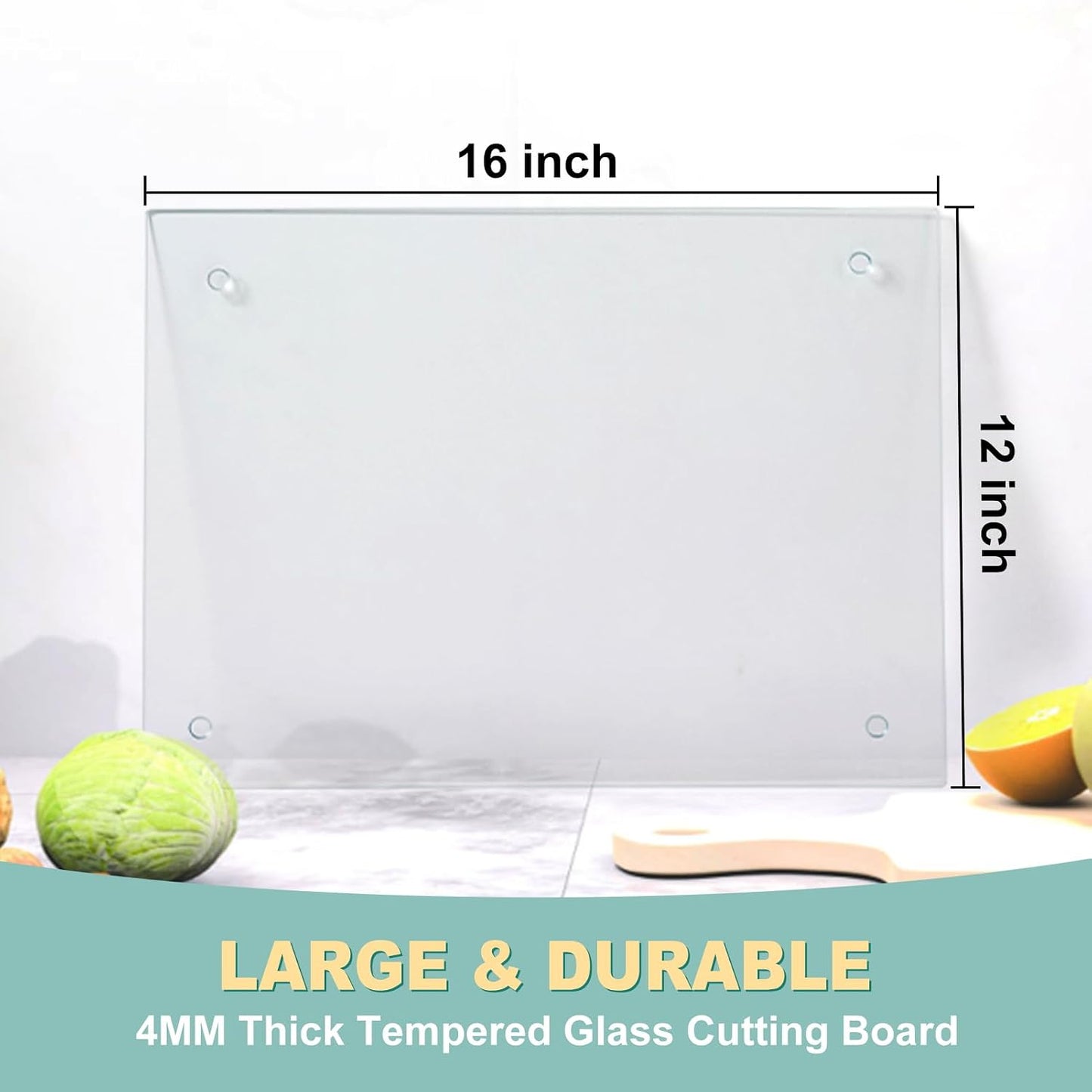 VASUHOME Tempered Glass Cutting Board Set of 2-16x12 inch Marble Pattern Cutting Board for Kitchen Counter - Scratch, Heat, Shatter Resistant and Easy to Clean- Black and Clear