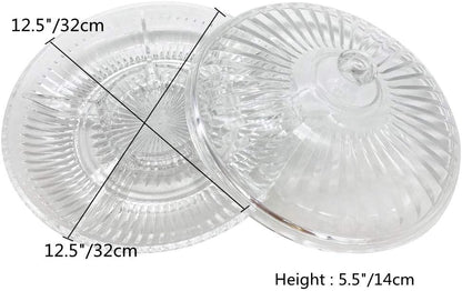 FEOOWV Creative Acrylic Multifunctional Party Snack Tray with Lid,Serving Dishes for Dried Fruits Nuts Candies Fruits,6-Compartment (Round)