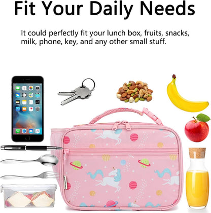 GYEUKHAM Insulated Lunch Box for School, Thermal Reusable Durable Freezable Lunch Bags for Kids Boys Girls Men Women - Small Soft Cooler Portable Lunch Tote Kit for Work Picnic Travel,Black