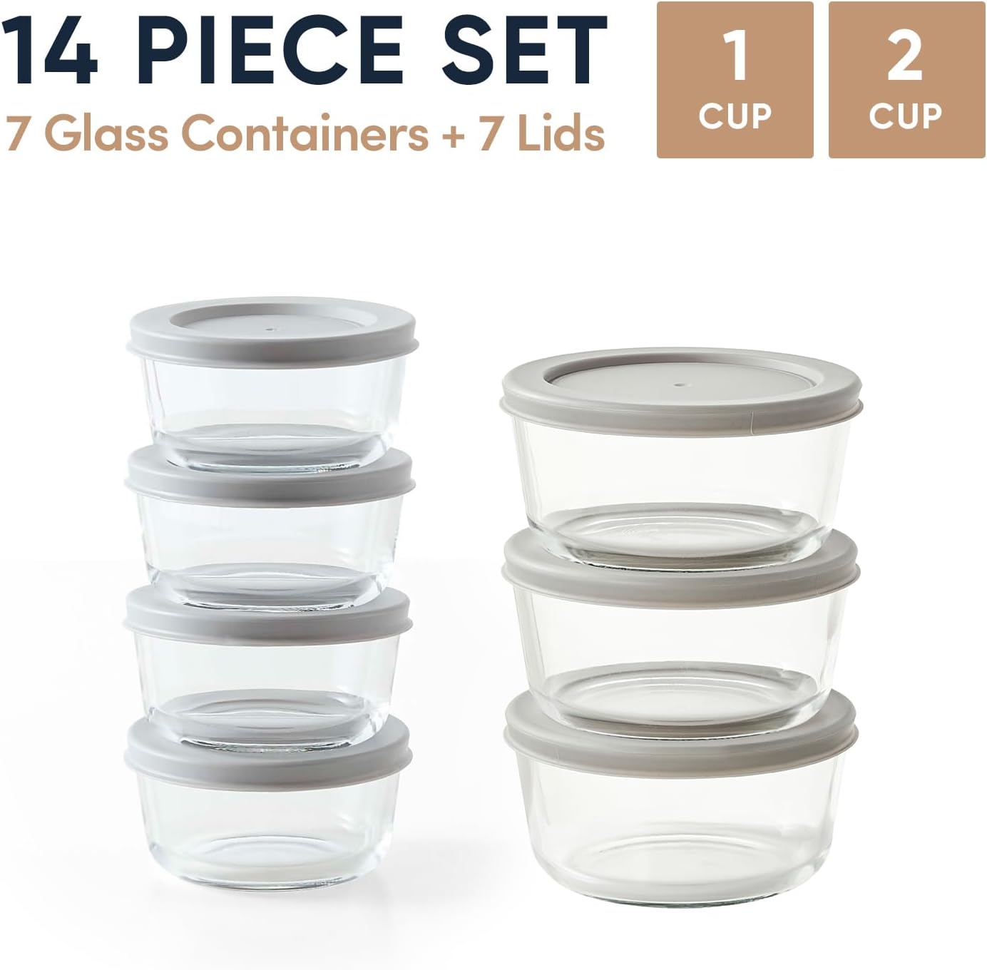 6-Piece Glass Food Storage Containers Set (3 Containers + 3 BPA-Free Lids) | 2-Cup, Leakproof | Microwave, Freezer, Oven & Dishwasher Safe | Ideal for Meal Prep & Pantry Organization, Pistachio
