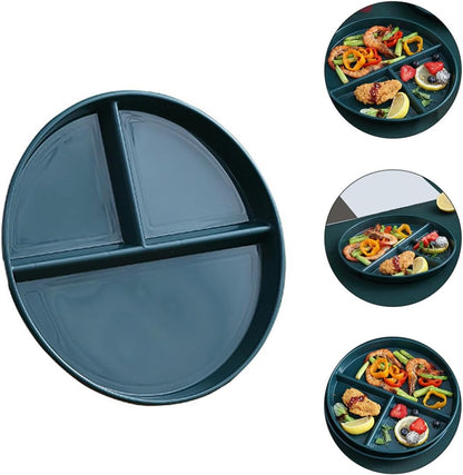 Cabilock Three-compartment Portion Control Plate 3-grid Pp Plastic Dinner Plate Meal Prep Tray for Weight Management Green for Healthy Eating and Portioning