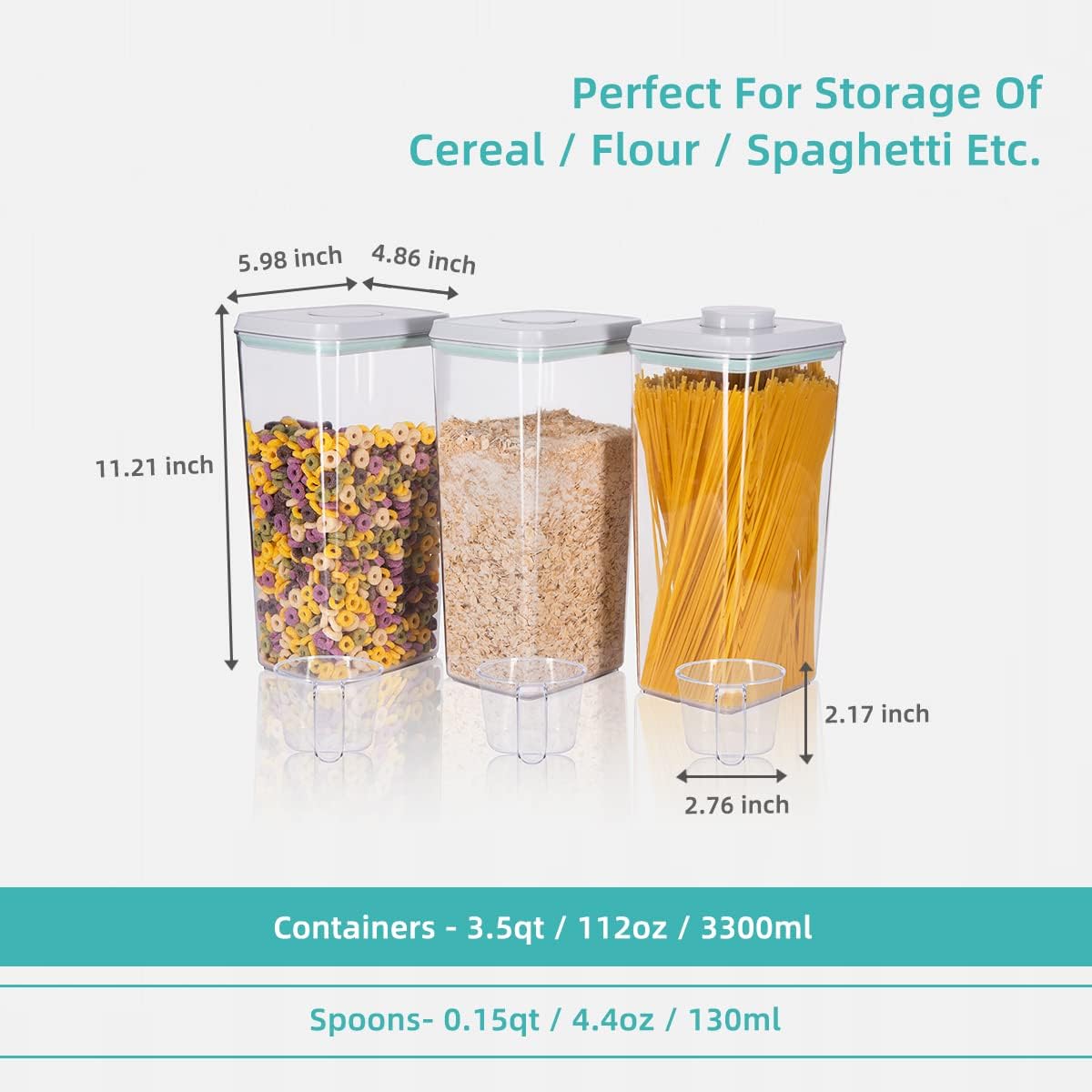 Ankou Airtight Container Set - (380ml 4 Pcs) Stackable One Button Openning Food Containers for Snacks Candy Salt Herbs Spices BPA-Free Tranparent (0.32 QT * 4)