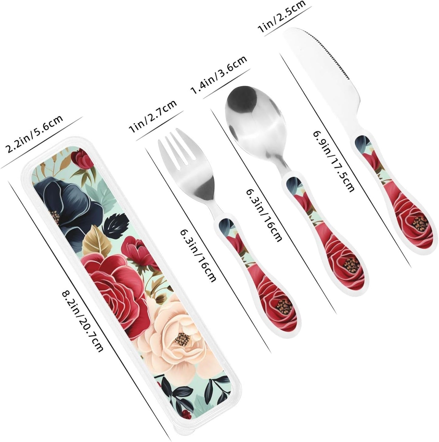 3-Piece Kids Silverware Set With Storage Case, Stainless Steel Reusable Children Safe Knife Spoon Fork Set Easter Bunny Eggs Spring Flower Rabbit Children Flatware Set For Kids Lunch Box