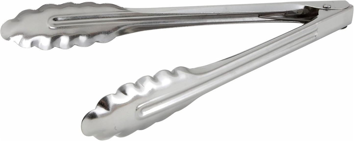 Winco Stainless Steel, Coiled Spring Utility Tong Heavyweight, 12-Inch, Medium