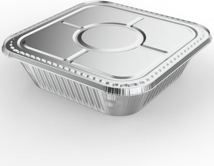 WANBAO 20 Pack Foil Pans with Plastic Lids 8 X 8 Inch Disposable Aluminum Tin Foil Baking Pans Meal Prep for Catering Party Meal Prep, Take Out, Freeze, Food Storage, Prepping Food