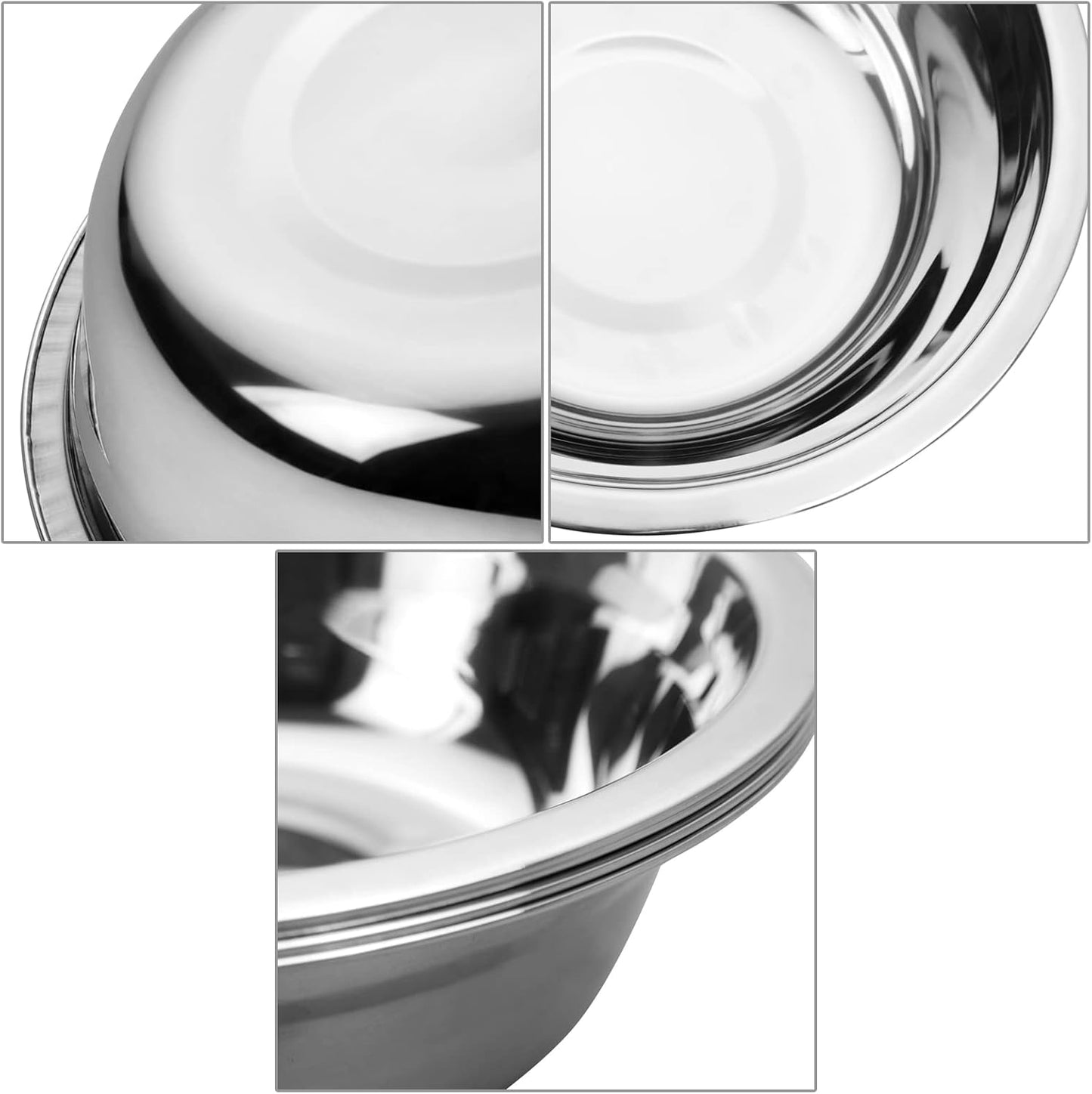 Salad Mixing Bowls, Stainless Steel Serving Bowl for Kitchen Baking Serving Cooking Food Prep Storage, Set of 6
