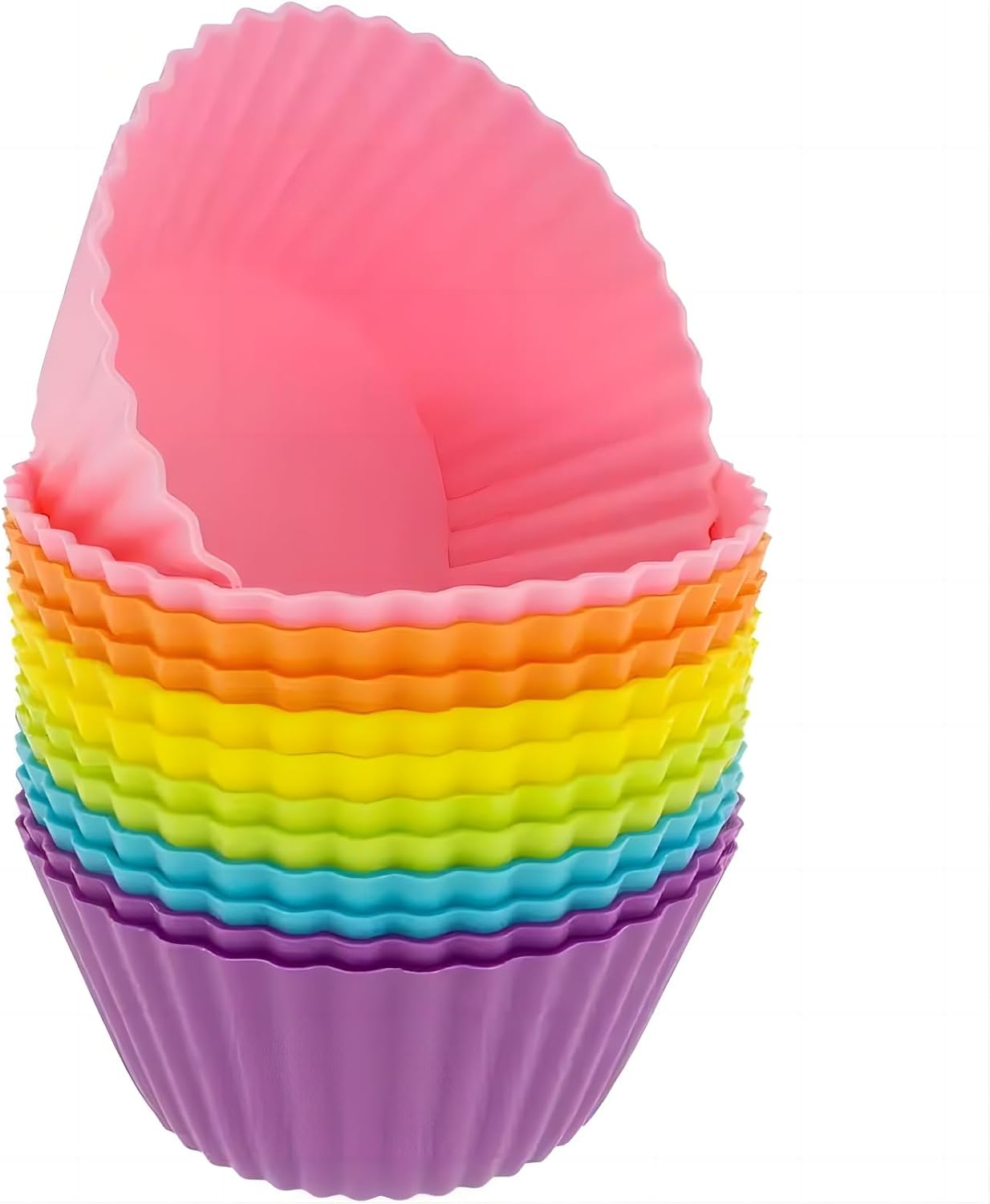 12PCS Reusable Silicone Cupcake Baking Cups, 2.75 inch, Muffin Cupcake Liners for Party, Multicolor