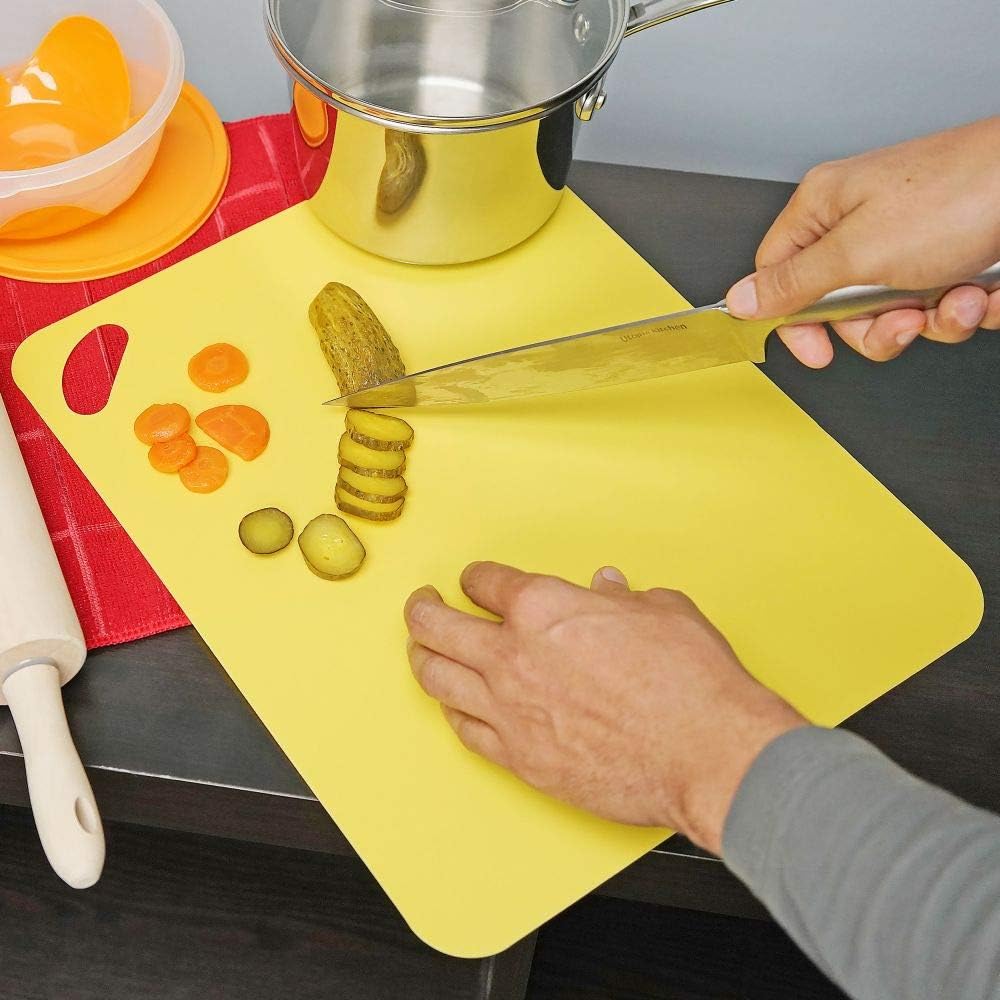 Flexible Cutting Board Mats – Set of 4 Durable Plastic Kitchen Food Prep Sheets, Non-Slip & Multicolored