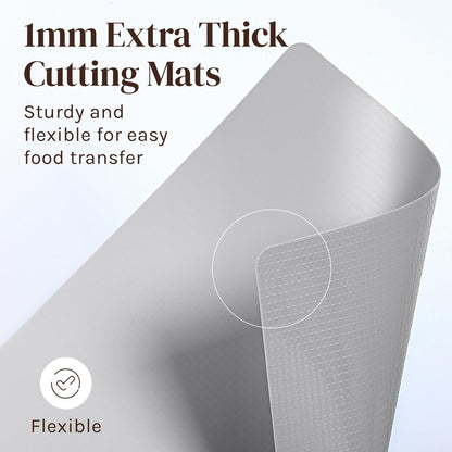 Extra Thick Flexible Plastic Cutting Board Mats, Set of 6 for Kitchen, BPA Free, Non-Slip Waffle Back, Dishwasher Safe Cutting Boards, Color Coded with Food Icons, 15x12 Inch - Cooler Kitchen