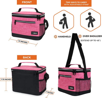 opux Insulated Lunch Box Men Women, Lunch Bag for Work School, Leakproof Soft Cooler Tote Adult, Large Lunch Pail Kids Boys Girls, Picnic Beach Food Bag with Shoulder Strap, Purple Floral