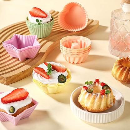 5Pcs Silicone Baking Cups Muffin Liners, Reusable Baking Cups Pastry Muffin Molds, 42343224