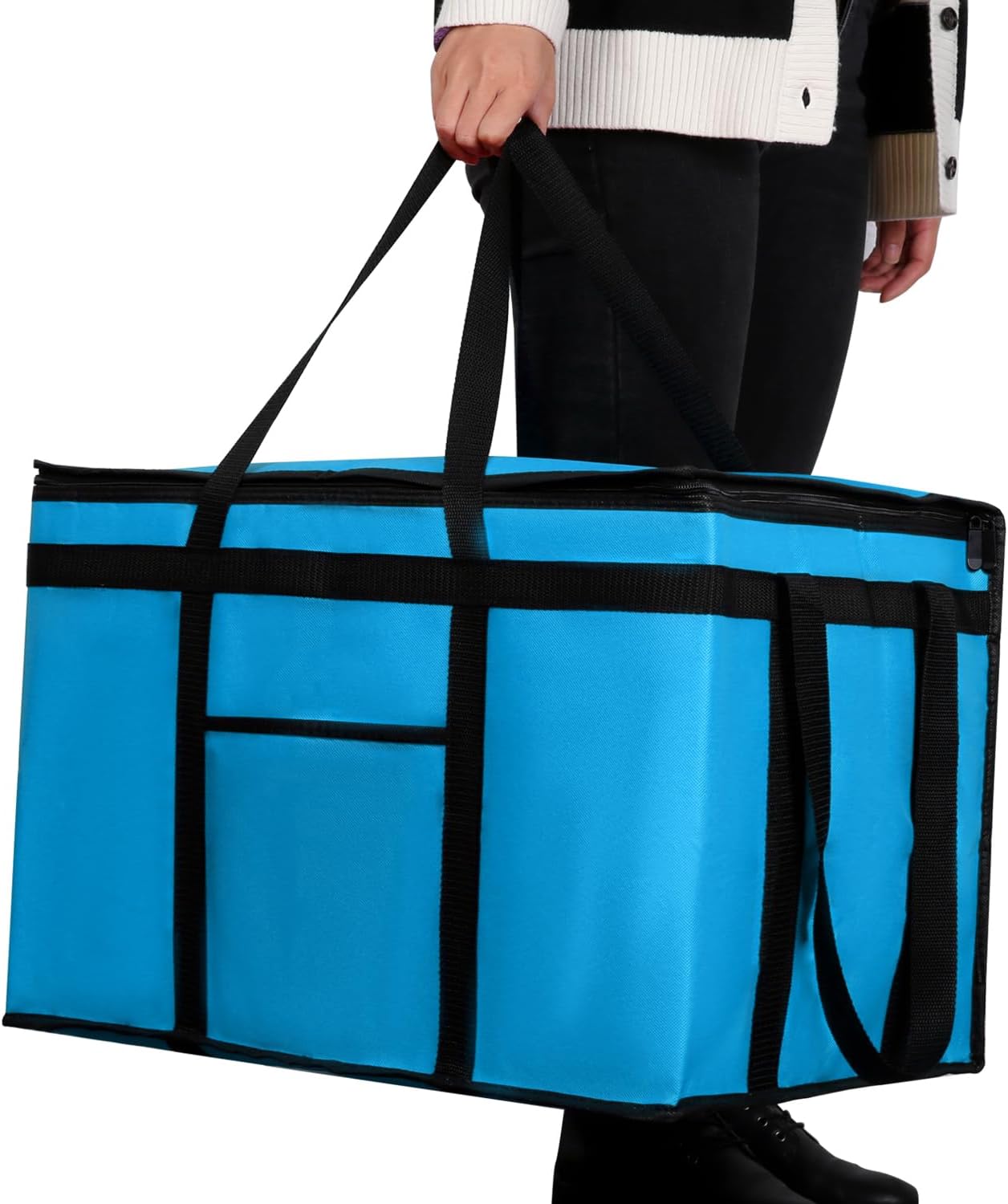 musbus Extra large XXXL Insulated Food Delivery Bag Cooler Bags Keep Food Warm Catering Therma Catering Bag for doordash 22x14x13 Cooler Bags Therma Shopper hot warming RED Pizza BLACK