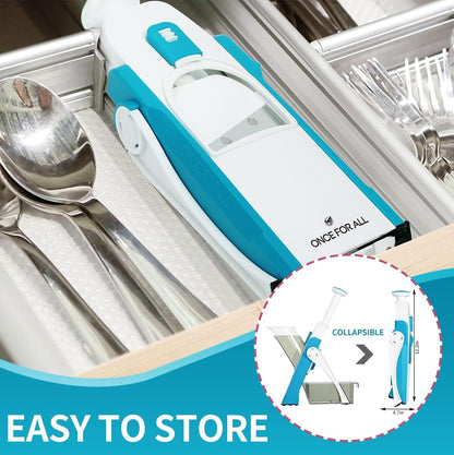 ONCE FOR ALL Safe Mandoline Slicer 5 in 1 Vegetable Chopper Food Potato Cutter, Strips Julienne Dicer Adjustable Thickness 0.1-8 mm Kitchen Chopping Artifact Fast Meal Prep (Gray)