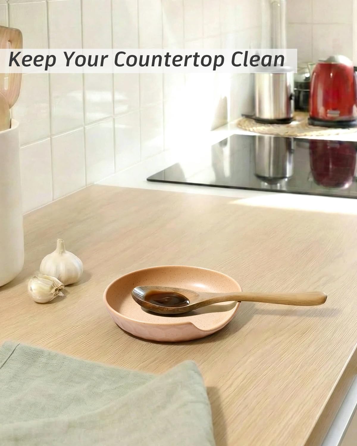 Ceramic Spoon Rest with Egg Cracker, Reactive Glaze Blue
