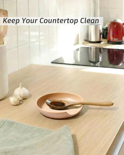 Ceramic Spoon Rest with Egg Cracker, Reactive Glaze Blue