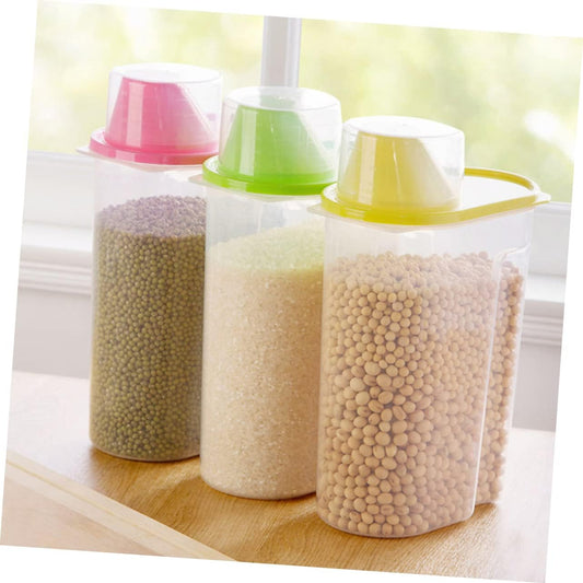 SOLUSTRE Large Green Airtight Grain Storage Container with Pour Spout and Measuring Cup Clear Plastic for Rice Beans Cereal Oatmeal Sugar Nuts Dampproof Kitchen Organizer