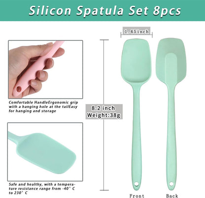 4 PCS Silicone Spatula,Rubber Spatula with Stainless Steel Core11 Inch Non-scratch Baking Cooking 8Inch Spatula Set Flexible Heat Resistant (Black)