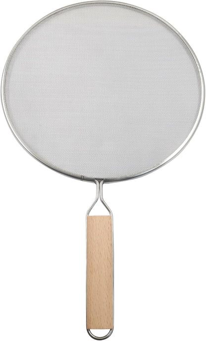 1Pcs 8Inch Stainless Steel Splatter Screen Splatter Guard with Handle, Ultra Fine Mesh Cooking Protector for Frying Cooking/Kitchen Use
