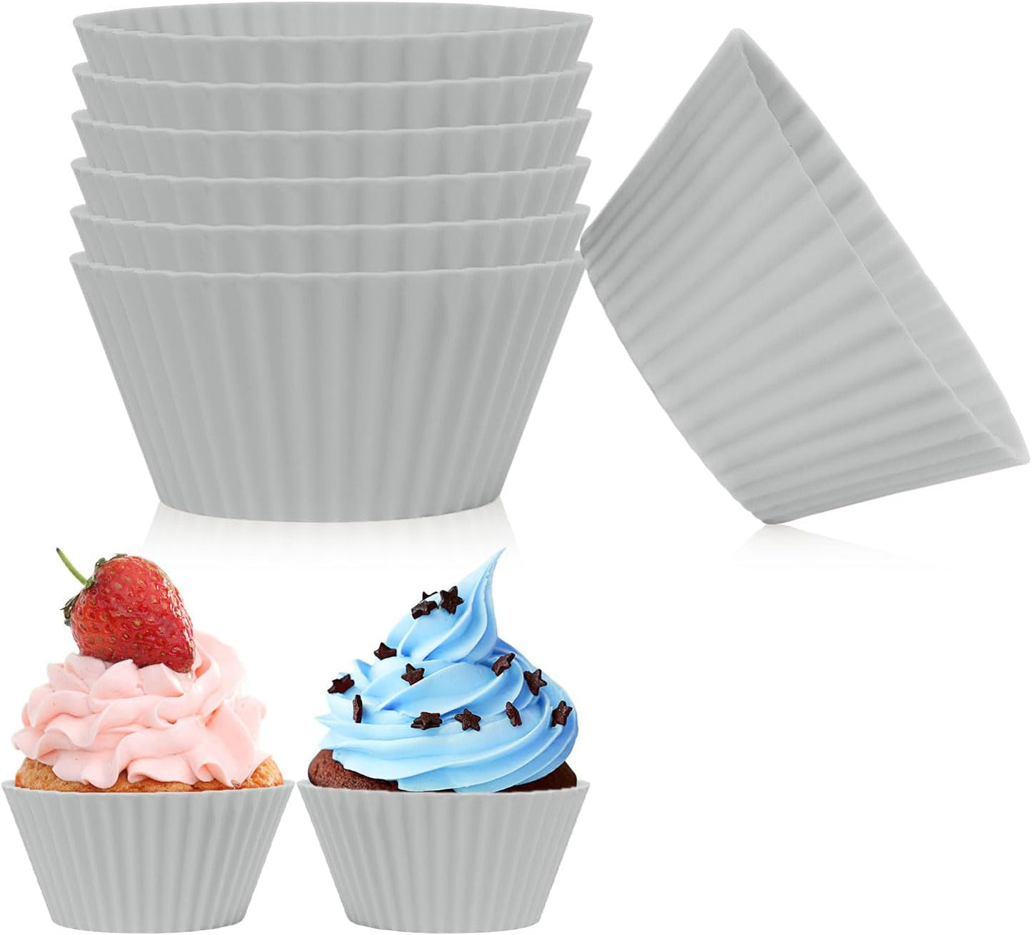 6 pack Silicone Baking Cups, Reusable Muffin Liners Non-Stick Cup, Cake Molds Set,Cupcake Silicone Liner Cupcake Holder,Bpa Free (navy blue)