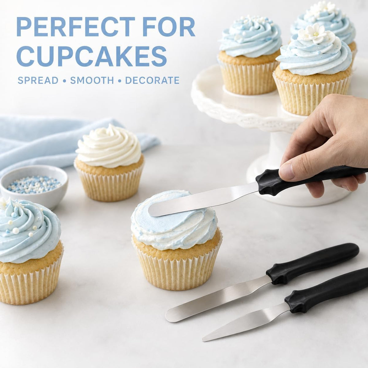 Offset Spatula, Set of 3 Icing Spatula, Angled Cake Spatula, 8 Inch