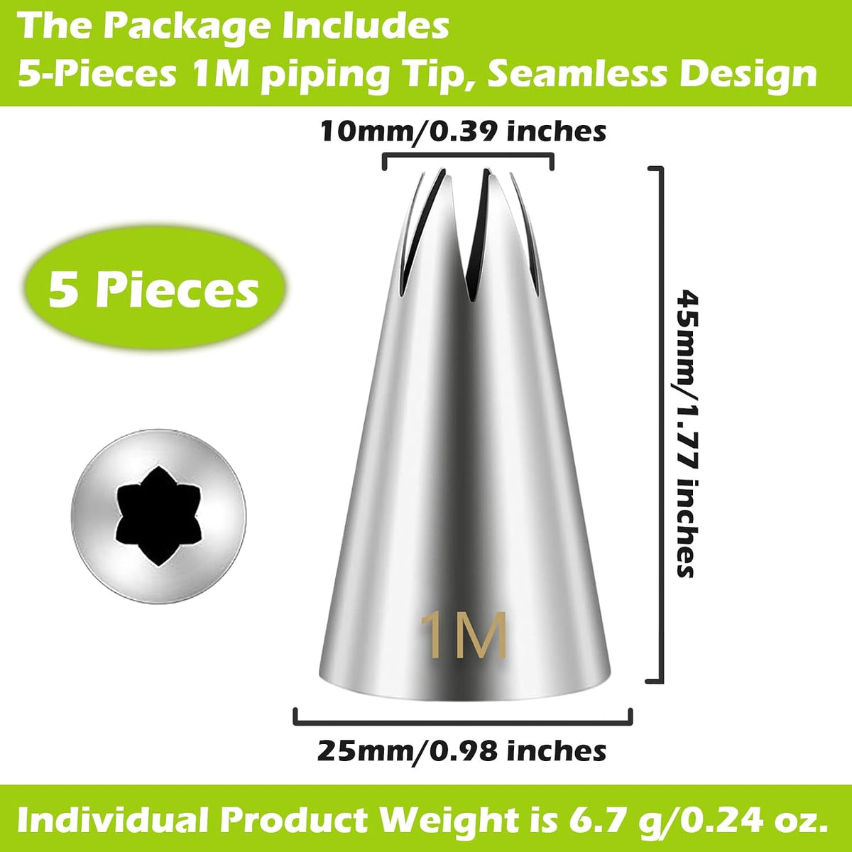 Suuker 1M Piping Tips Set, Large Star Cake Decorating Tips