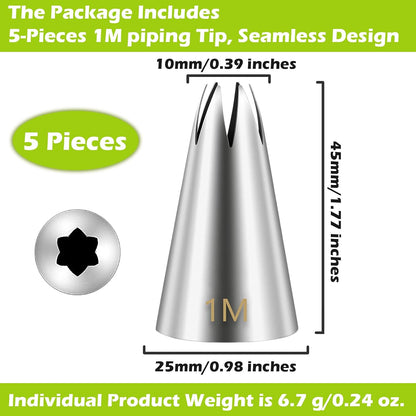 Suuker 1M Piping Tips Set, Large Star Cake Decorating Tips