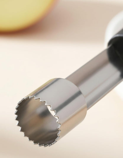 Stainless Steel Apple Corer Tool 4 Pack, Premium Fruit Core Remover Set with Serrated Blade and Ergonomic Non-Slip Handle for Apples, Pears, Peaches, Bell Peppers, Cupcakes, Dishwasher Safe