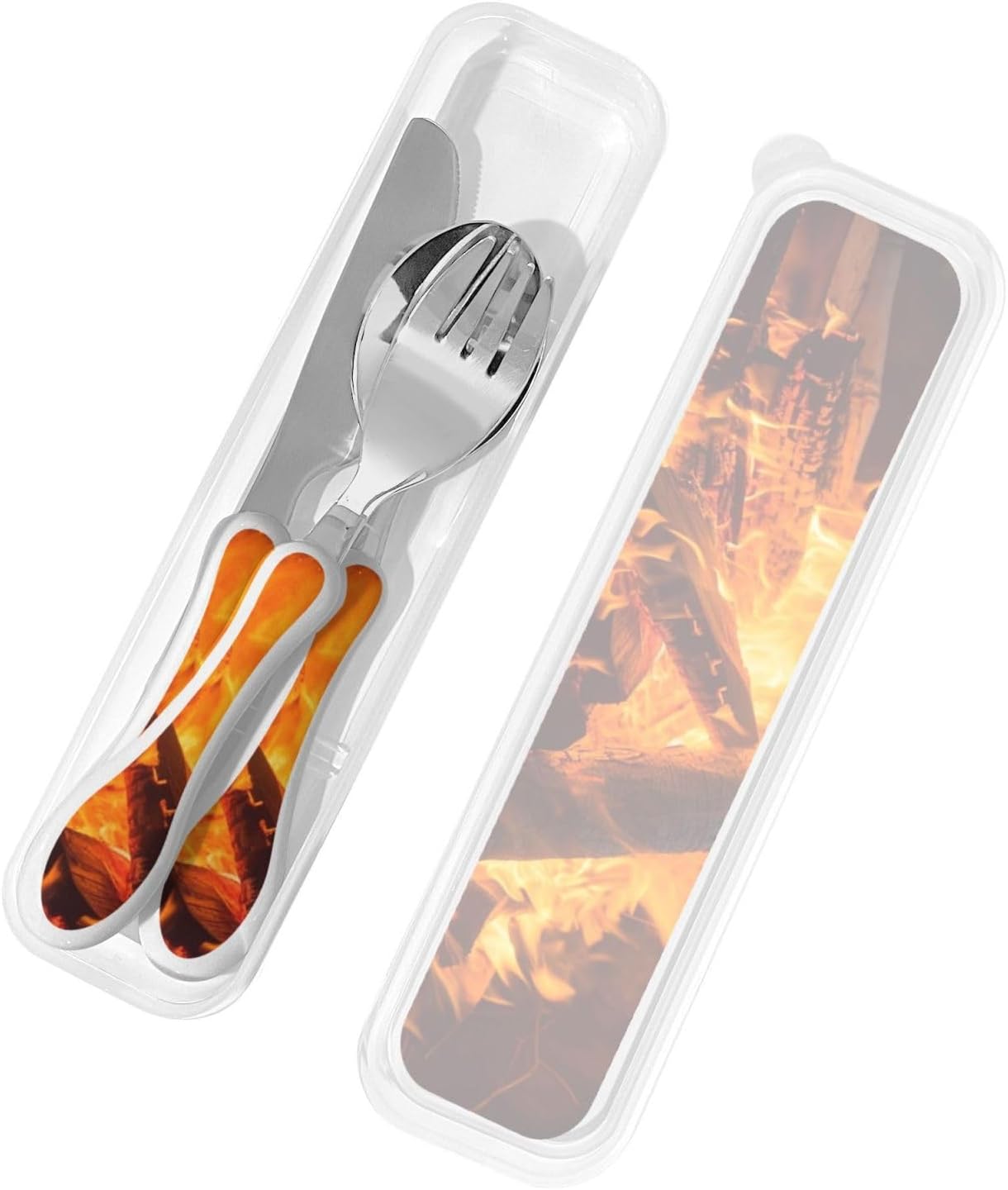 3-Piece Kids Silverware Set With Storage Case, Stainless Steel Reusable Children Safe Knife Spoon Fork Set Blue Active Girl Running Sunset Children Flatware Set For Kids Lunch Box - Colors B