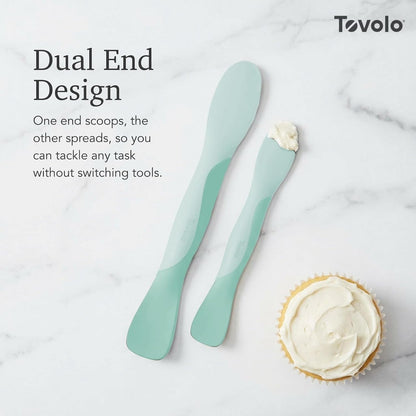Tovolo Mini Scoop & Spread Tool for Kitchen Meal Prep Small Sandwich Spreader Spatula for Peanut Butter Jelly, Silicone BPA Free Dishwasher Safe Scooper Spreader, Aqua Seafoam Green
